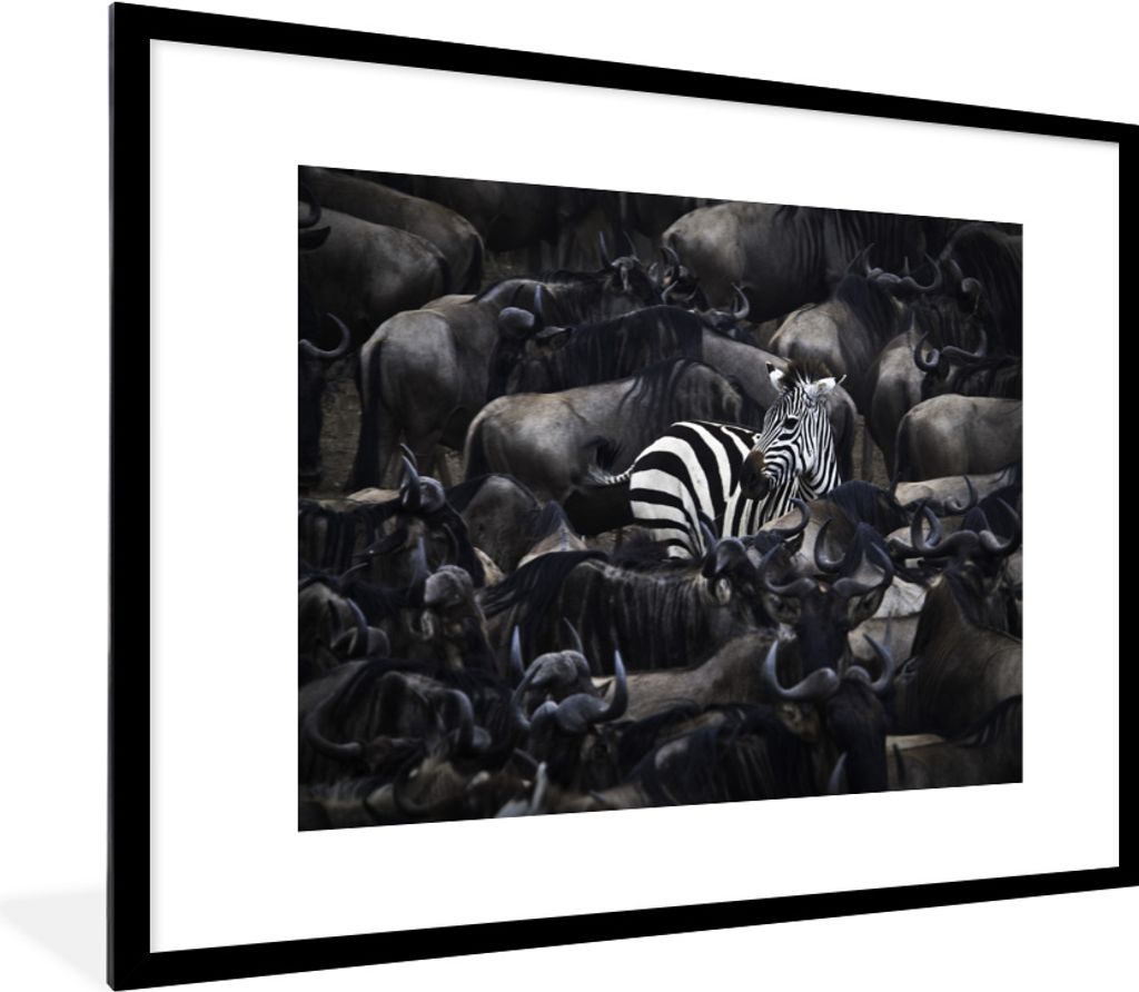 MuchoWow® MuchoWow® Gerahmtes Poster Zebra - Büffel - Braun Produktbild 