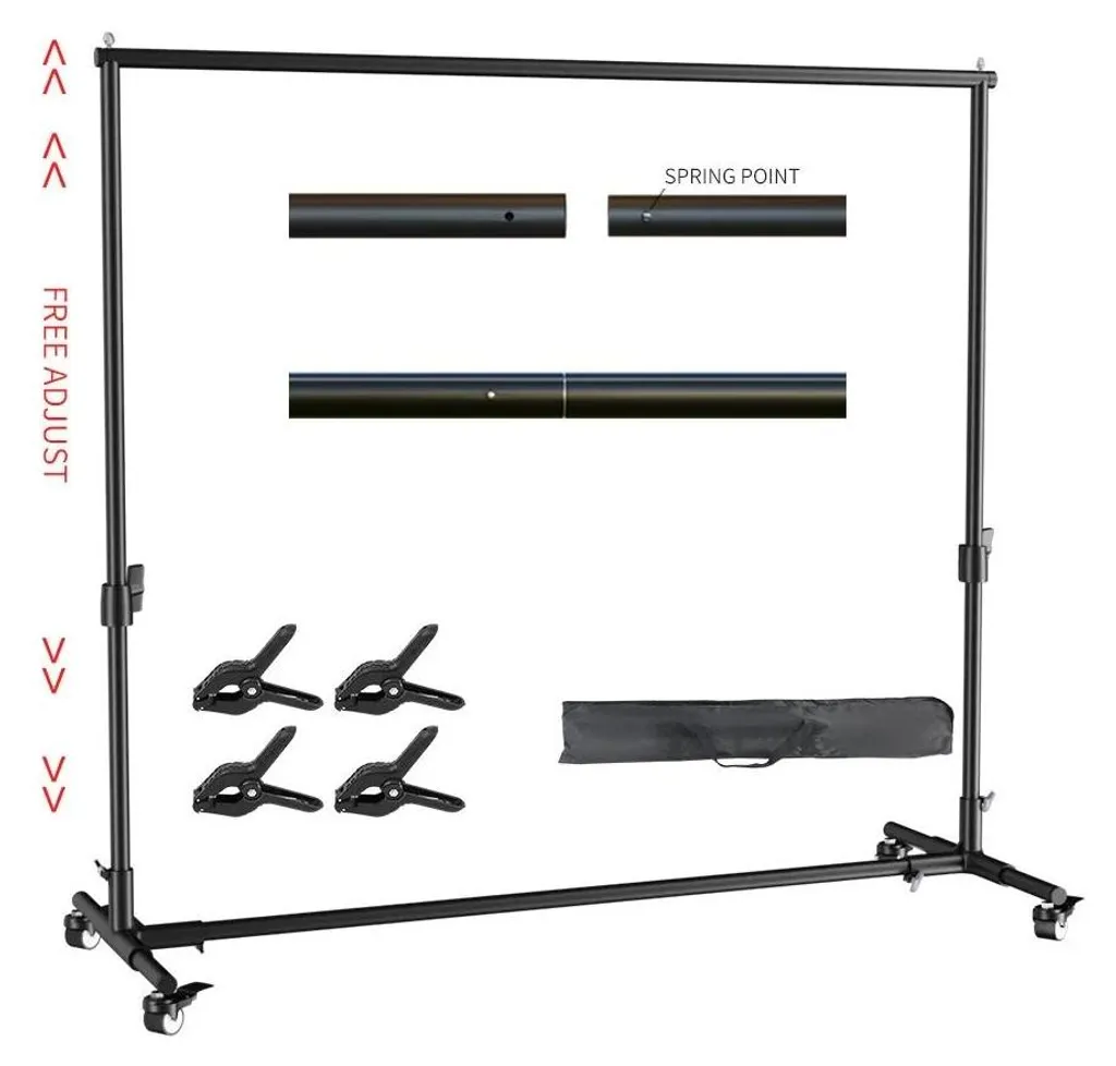 Support d'arrière-plan 2x2m mobile pour visioconférence et portrait