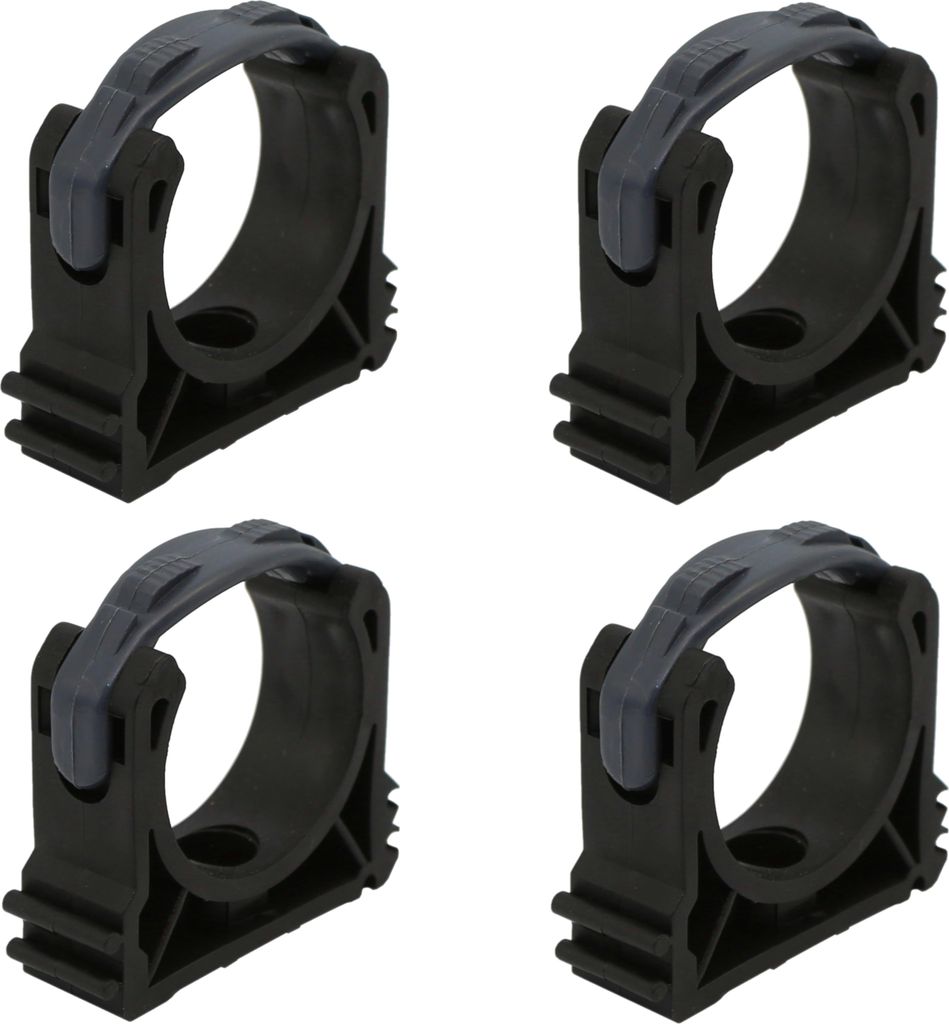 HAF 4x PVC Rohrschelle 40mm aus Kunststoff | Rohrklemme mit Verschlussbügel | Rohrhalter für PVC Rohr mit 40mm Außendurchmesser und Poolverrohrung