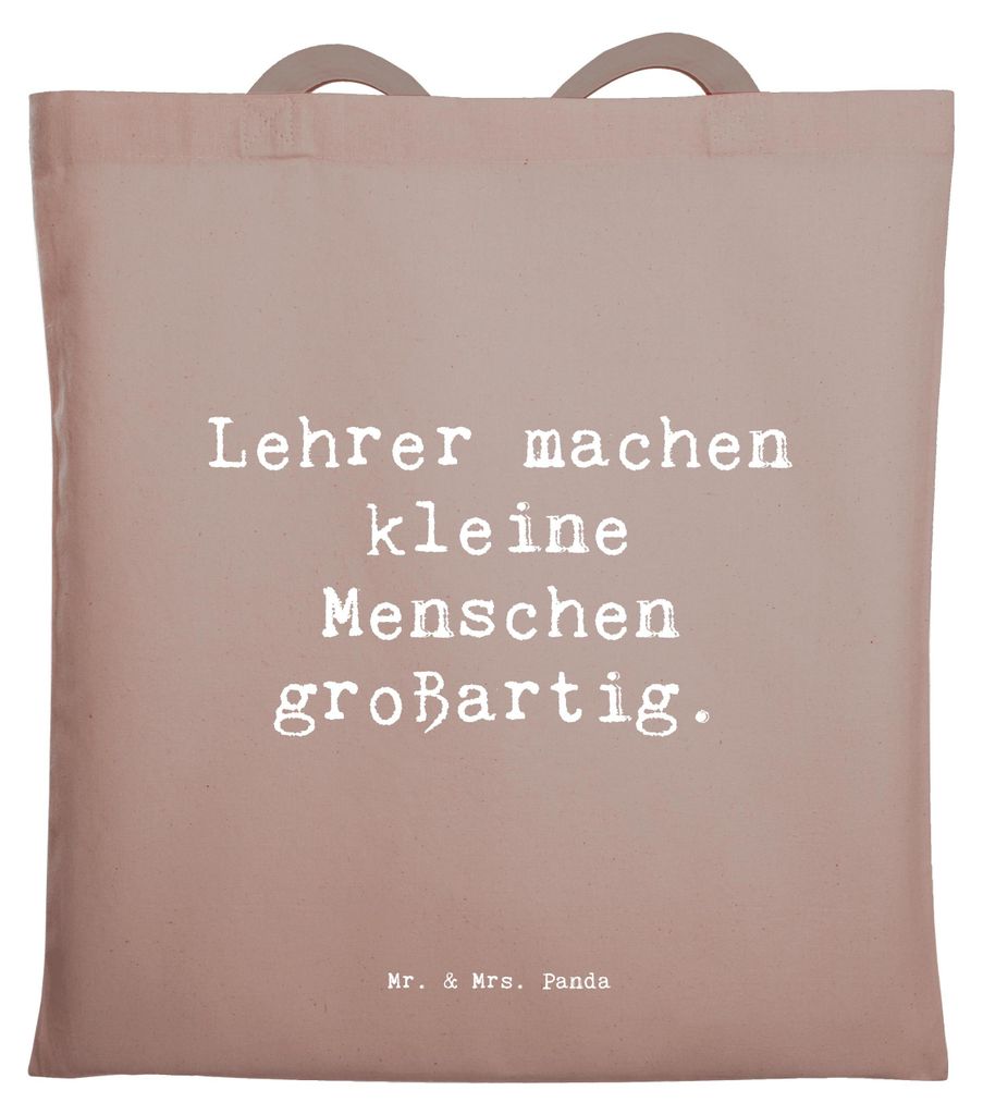 Mr. & Mrs. Panda Tote Bag Spruch Lehrer Großartig - Braun Pastell - Geschenk, Laptoptasche, Lieblingslehrer, Leidenschaft, Bedanken, Aufmerksamkei...