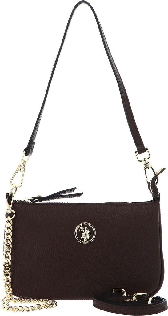 U.S. POLO ASSN. Leder Schultertasche Umhängetasche Arlington Small Hobo Leather Bag Brown braun