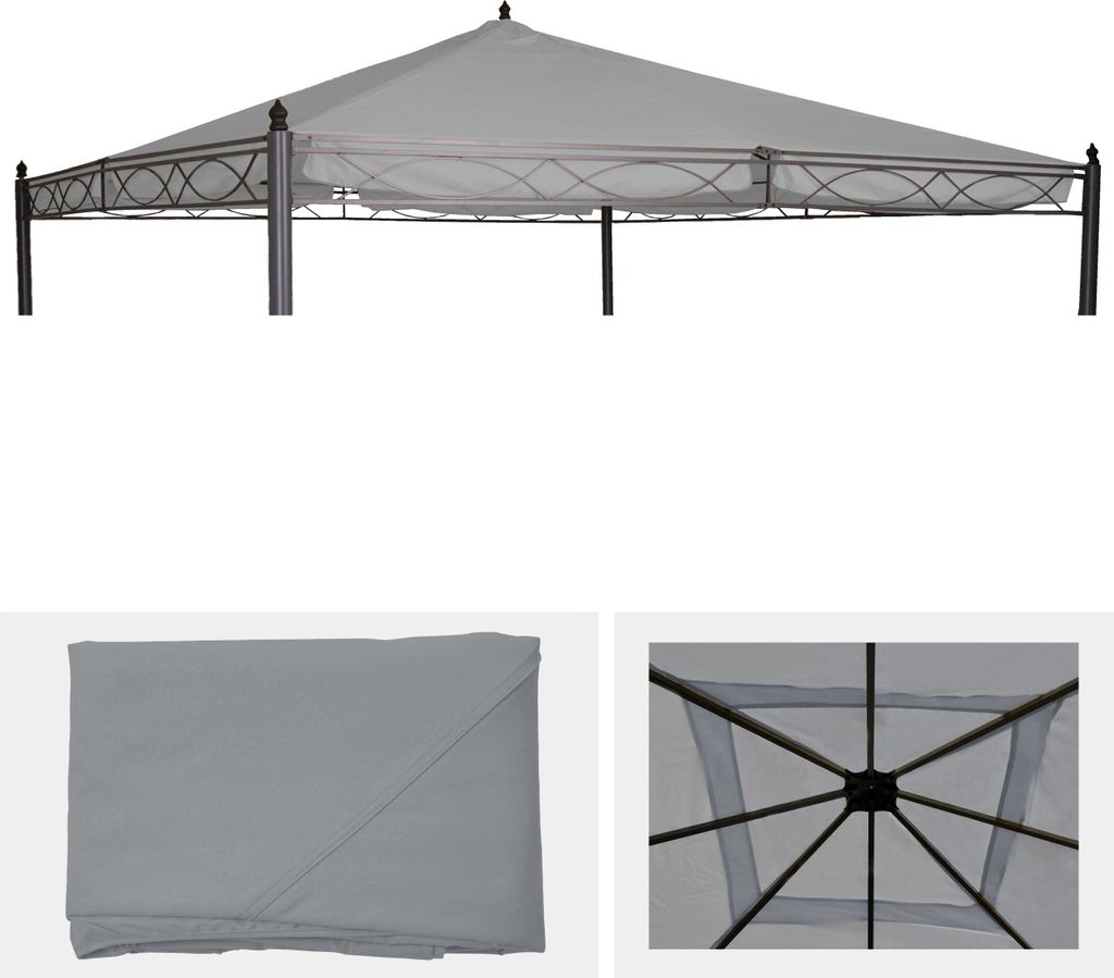Ersatzbezug für Dach Pergola Pavillon Calpe 4x4m  hellgrau Produktbild 