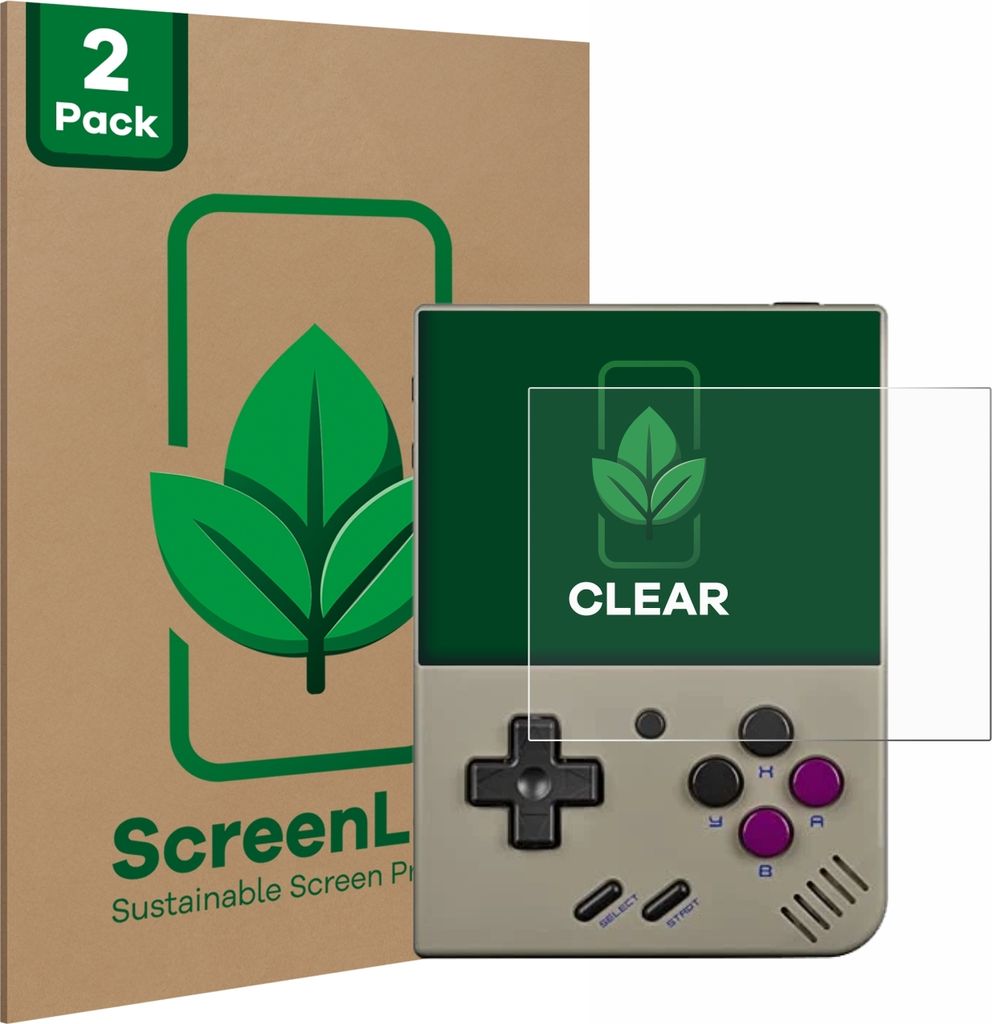 2x ScreenLeaf Schutzfolie für Miyoo Mini Plus nachhaltiger Displayschutz Display Schutz Folie Klar Transparent