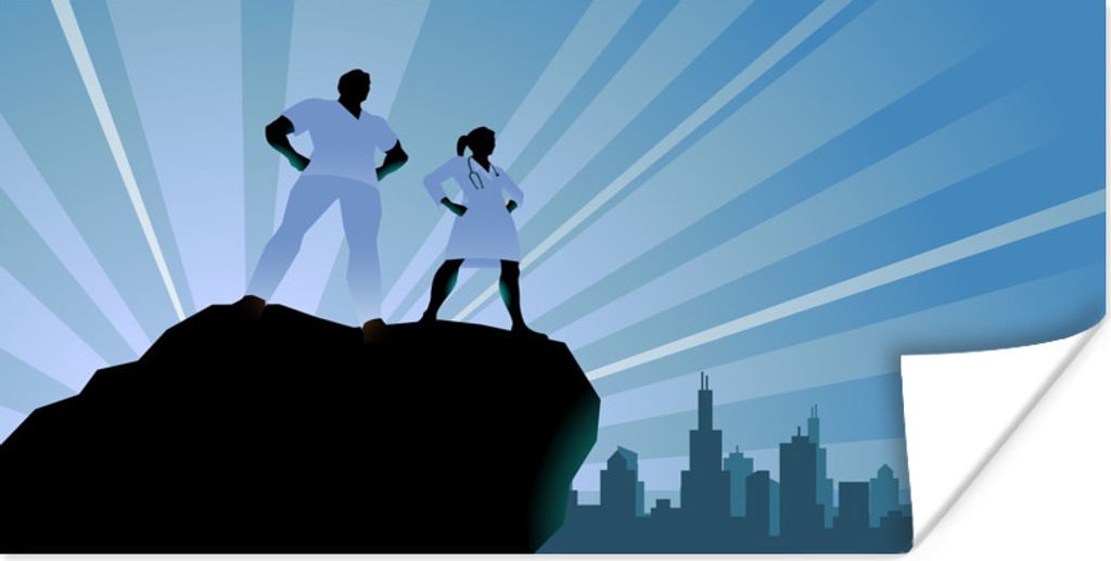 MuchoWow Poster Illustration von Ärzten als Superhelden für Kinder 120x60 cm - Bild