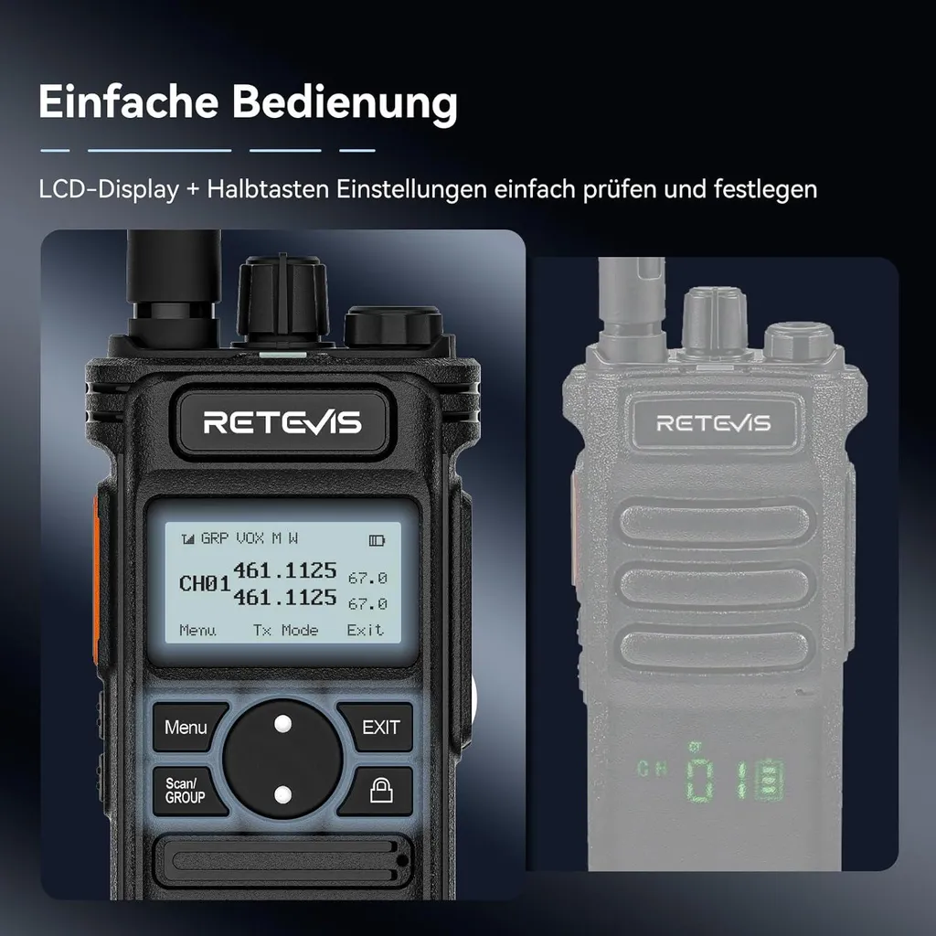 Talkie-walkie Professionnel Retevis RT86S Anti-Interférence LCD Type-C