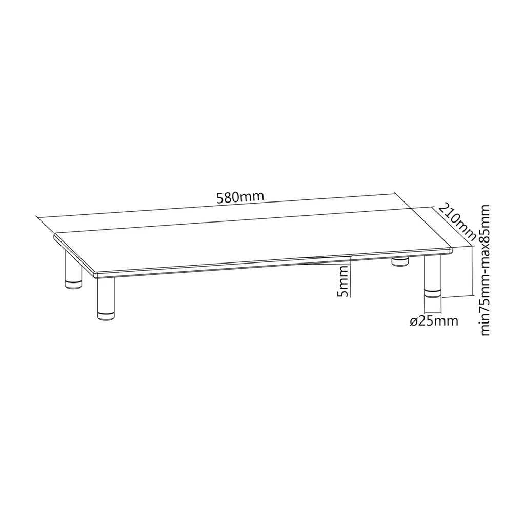 Bureau transparent ROLINE 17023376 - Verre trempé et structure robuste