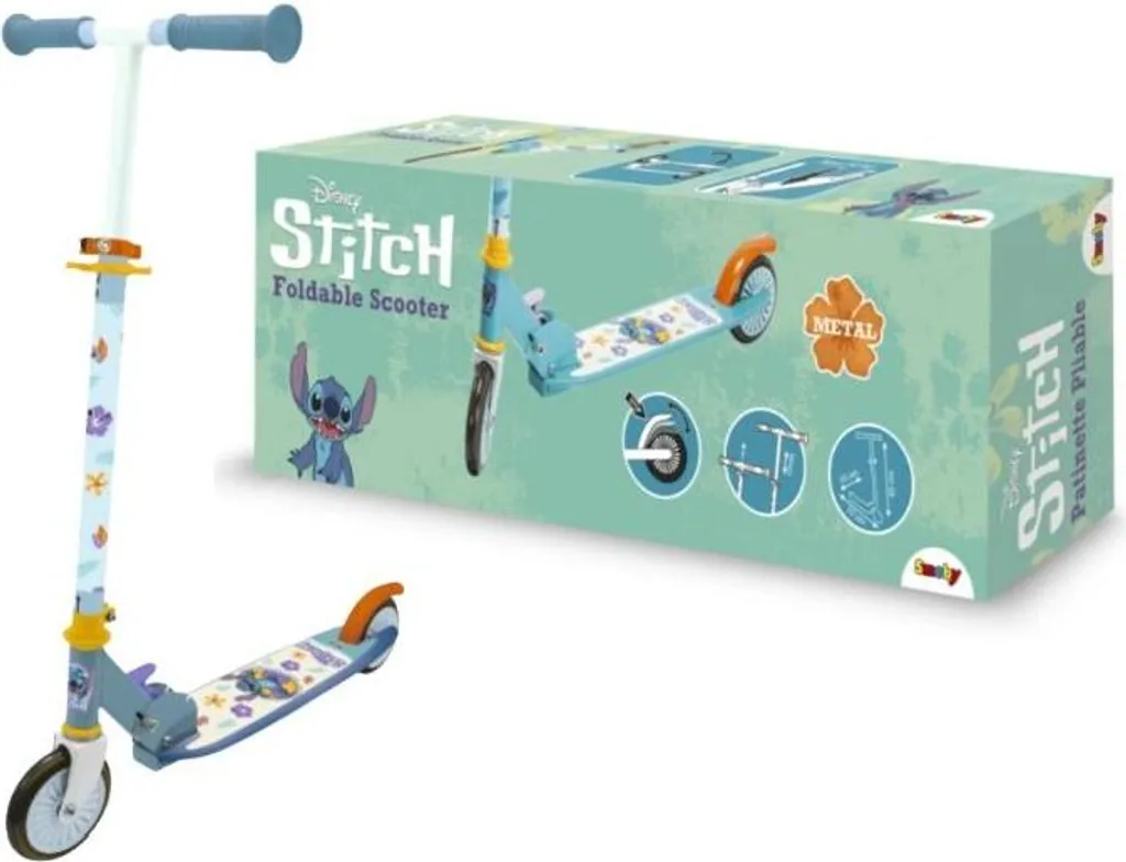 Trottinette Enfant Smoby Stitch - Idéale pour Sorties au Parc et École