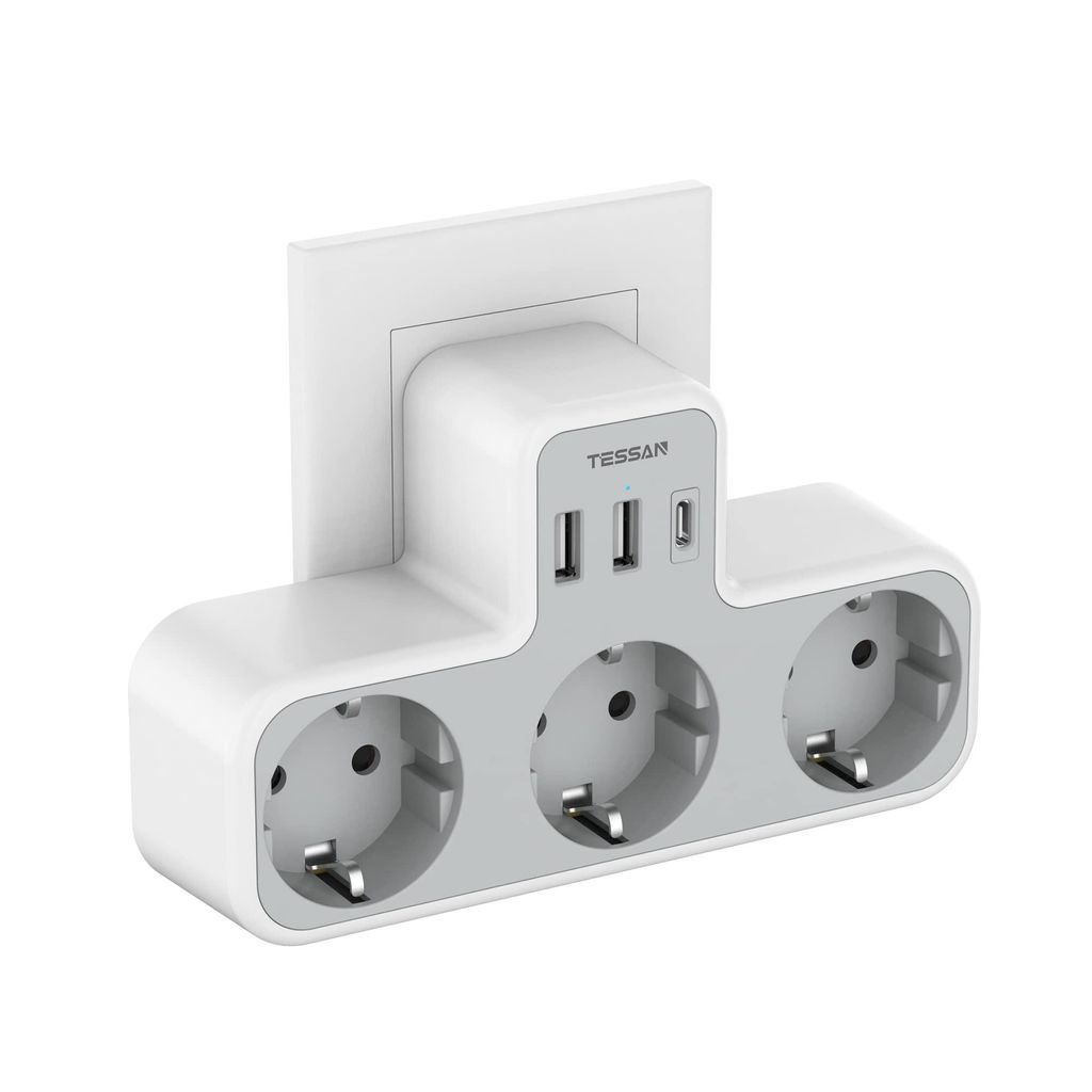 Ciabatta multipresa TESSAN con USB per presa di corrente, Immagine del prodotto 
