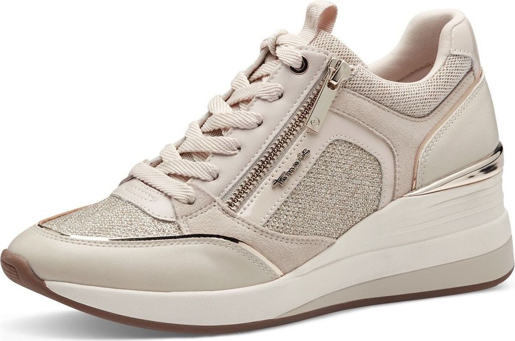 Tamaris sportlicher Schnürer Beige in Gr. 40 Produktbild 