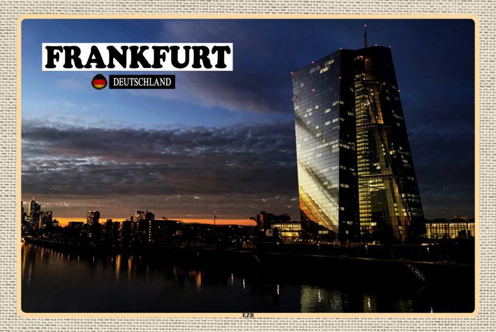 vianmo Holzschild 12x18 cm Frankfurt EZB Neubau Bildmotiv Reisemotiv Abenteuer Reisen