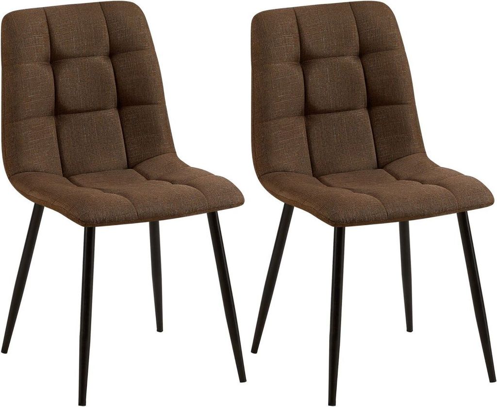 2er Set Esszimmerstuhl Tilde Stoff braun