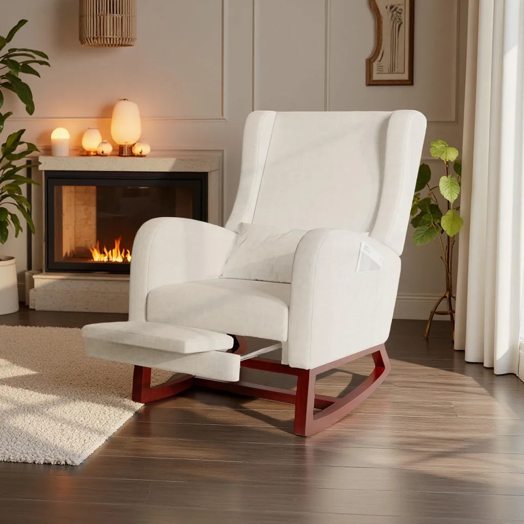 Fauteuil relax à bascule contre le mal de dos avec coussin lombaire, lin