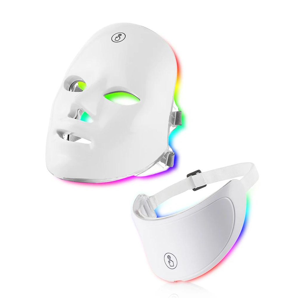 Masque LED pour le visage et le cou, 7 couleurs, batterie Image du produit 
