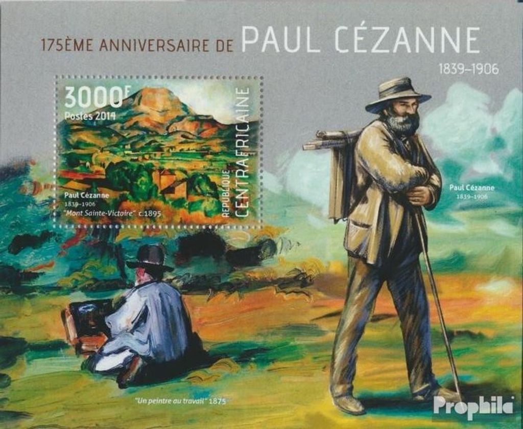 Briefmarken Zentralafrikanische Republik 2014 Mi Block 1125 (kompl. Ausgabe) postfrisch Paul Cézanne