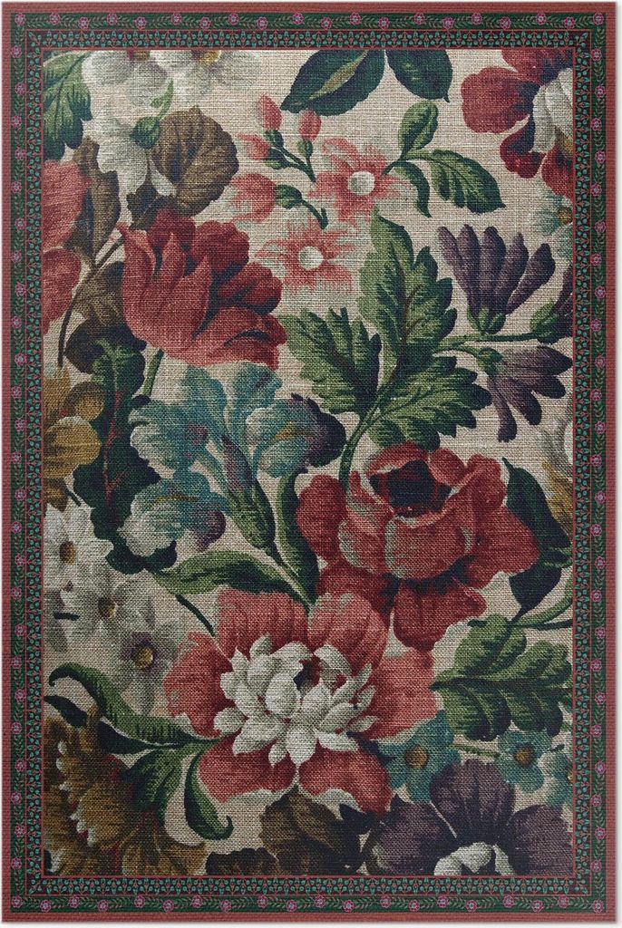 Delicate Floral voller Farben – Vinyl Fußmatte – 60x90 cm – Rutschfest, Pflegeleicht & Langlebig
