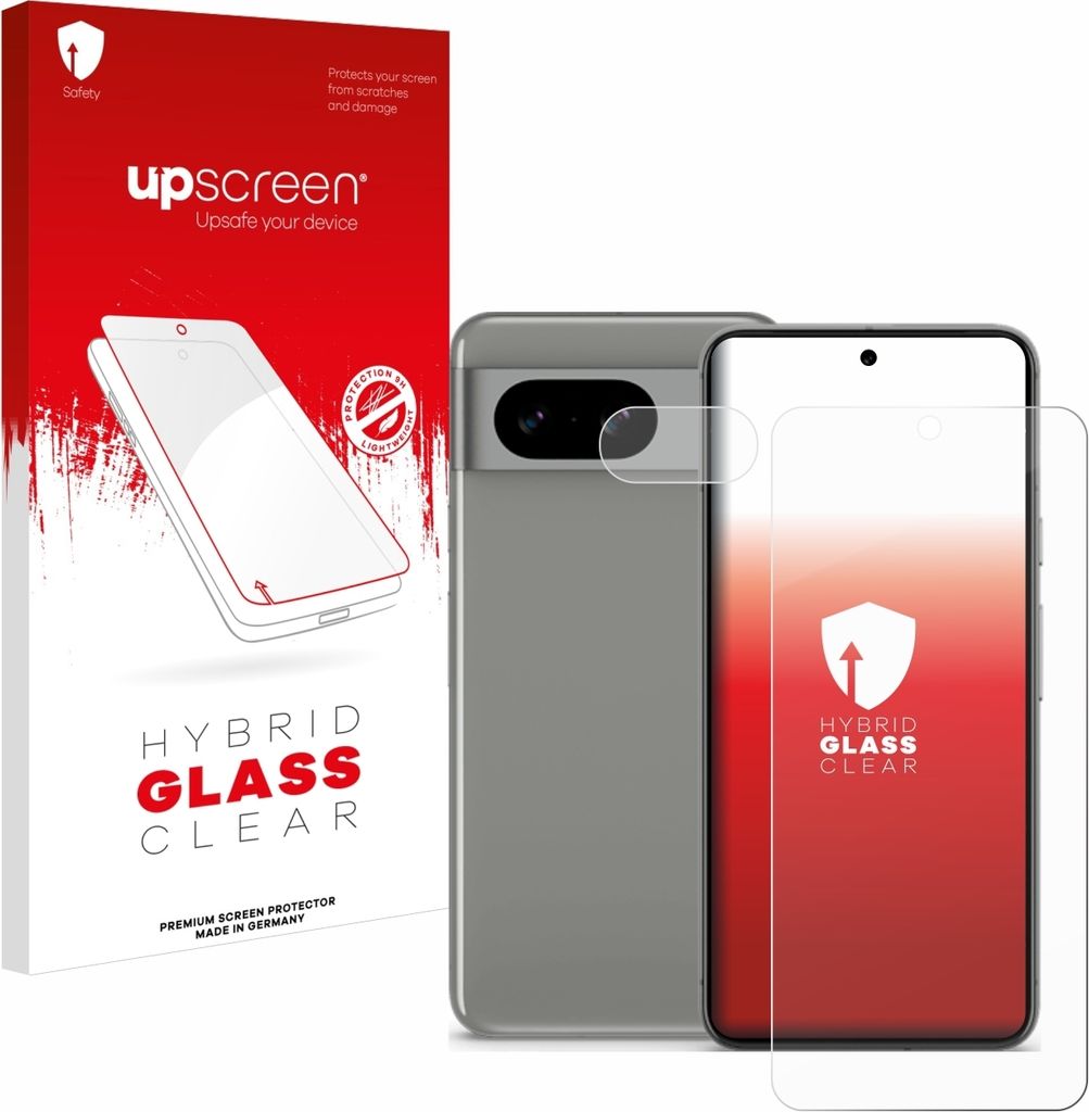 upscreen Schutzglas für Google Pixel 8 (Display+Kamera) Schutzfolie Panzer Folie Glas Display Schutz klar