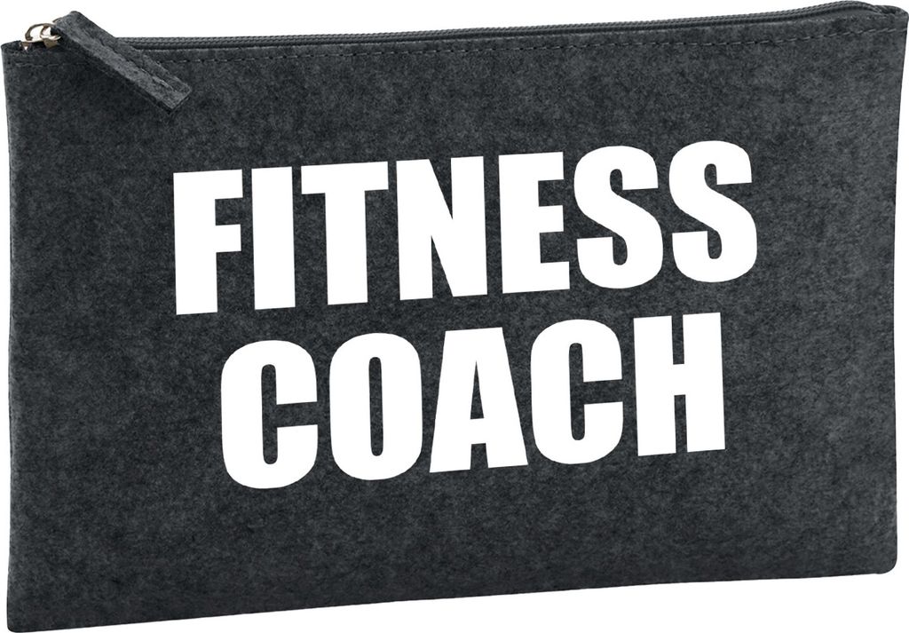 Huuraa Kulturbeutel Fitness Coach Training 1 Liter Charcoal Filz Kosmetiktasche Geschenkidee