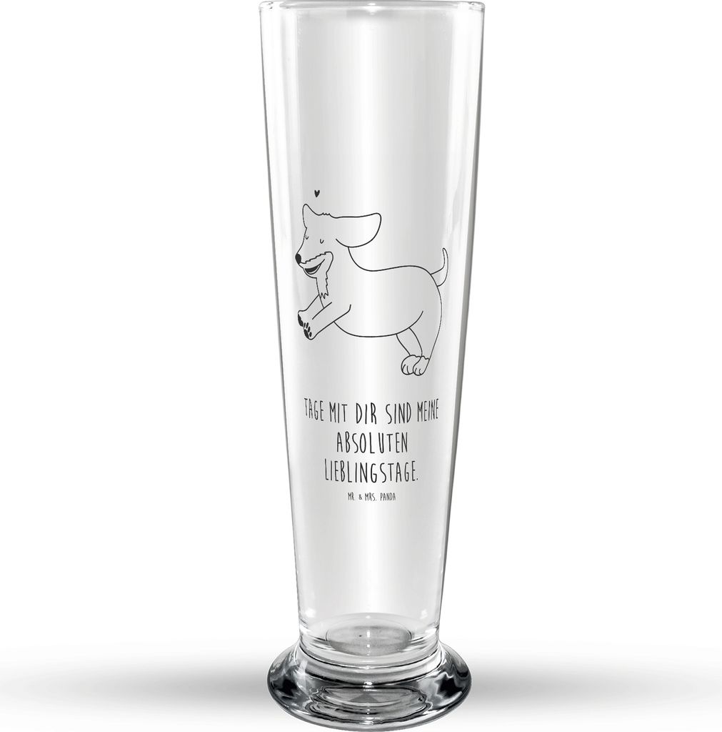 Mr. & Mrs. Panda Bierglas Hund Dackel - Transparent - Geschenk, Glasbecher, Herz, Bierbecher, Bier Glas, Trinkglas, Hunde, Sprüche, Glasbierglas, ...