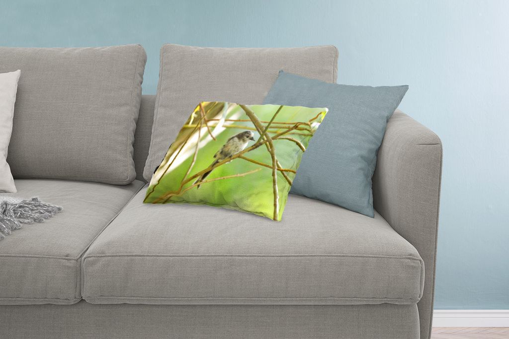 MuchoWow Zierkissen Sofakissen Wohnzimmer Dekokissen 60x40 cm Vogel zwischen den Zweigen - Kopfkissen - Polster mit Foto