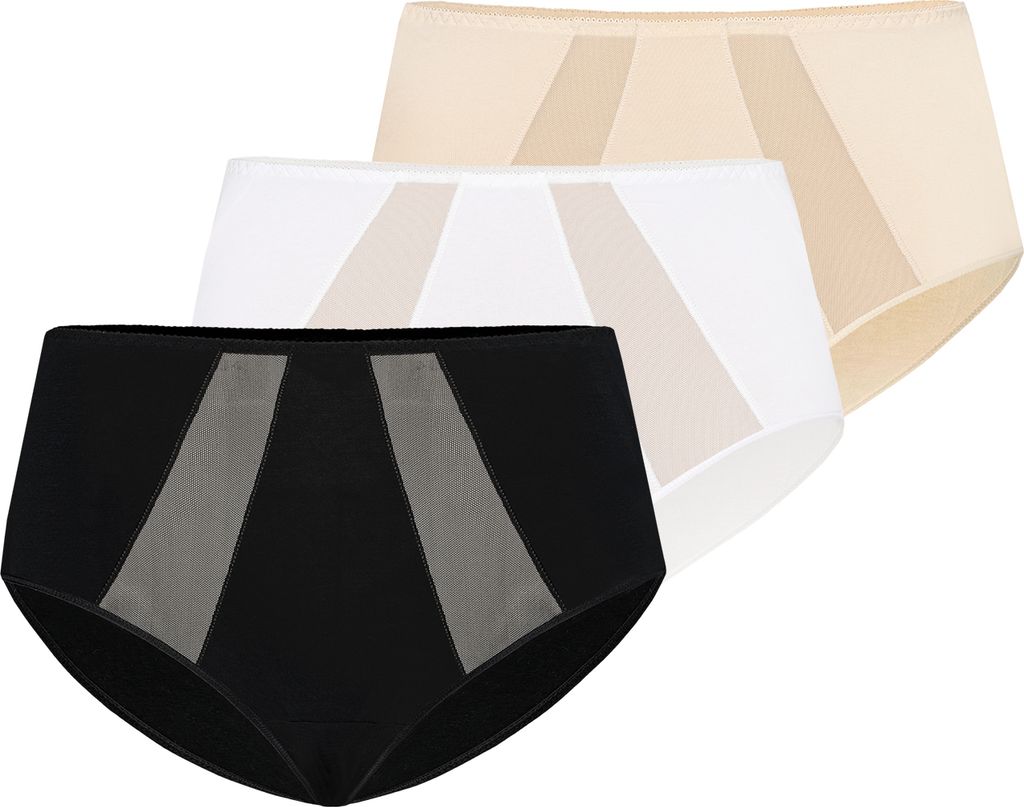 Teyli 3er Pack: Hohe Taille Baumwollslip Vicky Female 1125-3_bl-wh-be mehrfarbig S