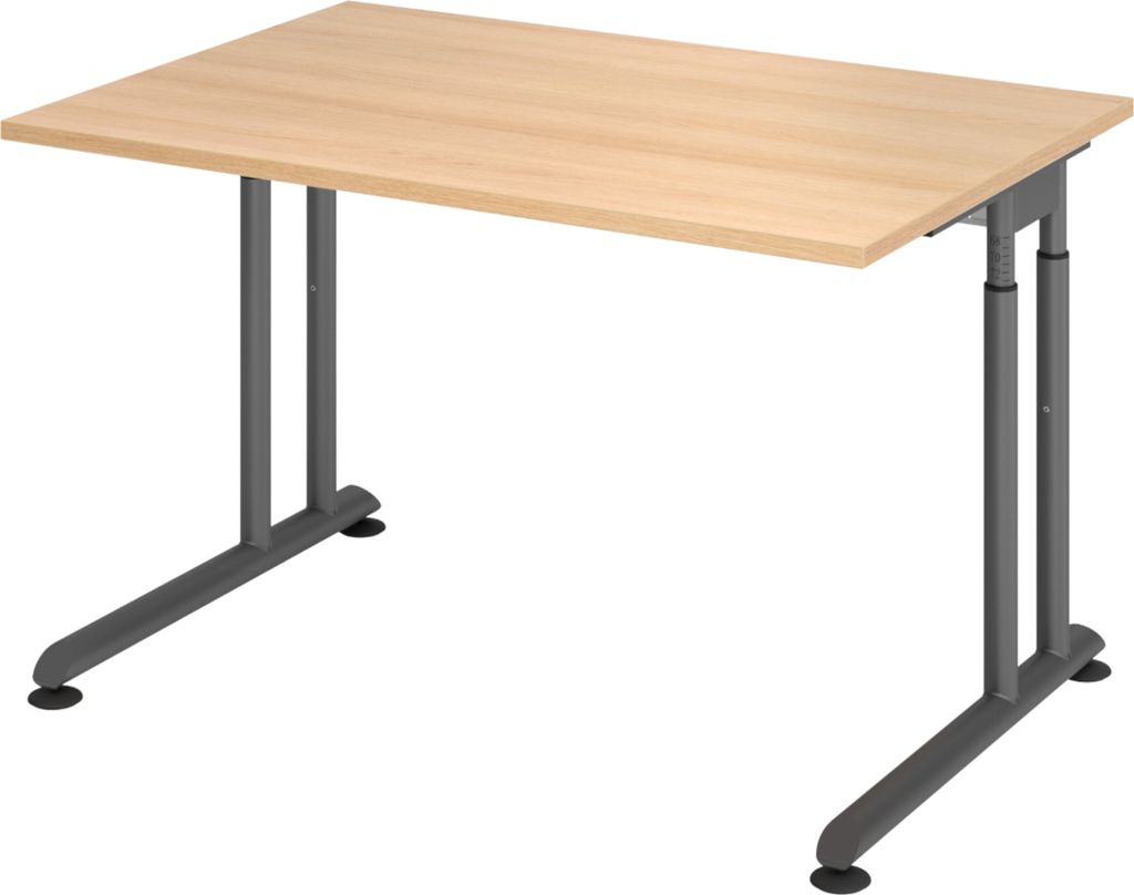bümö Schreibtisch Serie-Z - Größe: 120 x 80 cm, Gestell: Graphit, Nachbildung: Eiche