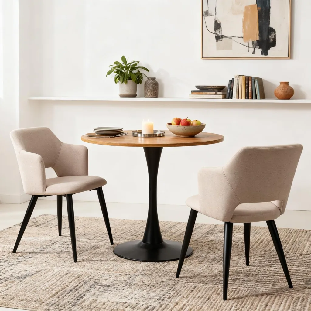 Fauteuil de Table Lot de 2 Chaises Design Beige pour Salon et Bureau Chic