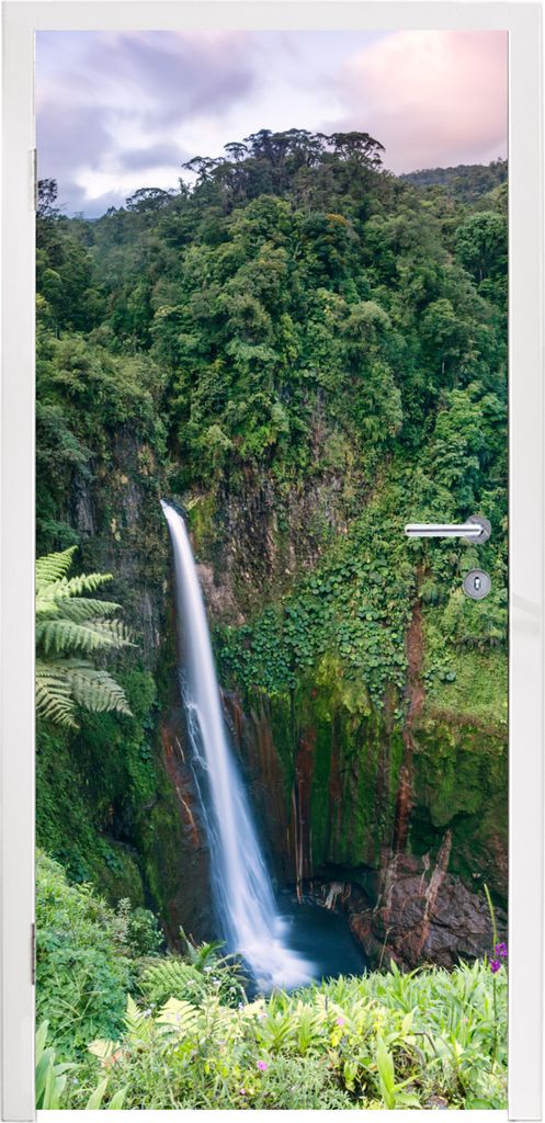 MuchoWow Türtapete Selbstklebende Türfolie Blick auf einen Wasserfall im fantastischen Regenwald in Costa Rica 90x235 cm Türposter Türaufkleb...