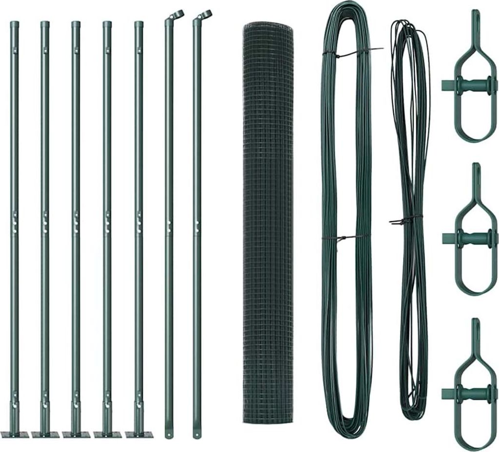 vidaXL Zaunpfosten Grün 10 x 0,8 m (25 x 25 mm Maschen) Stahl und PVC