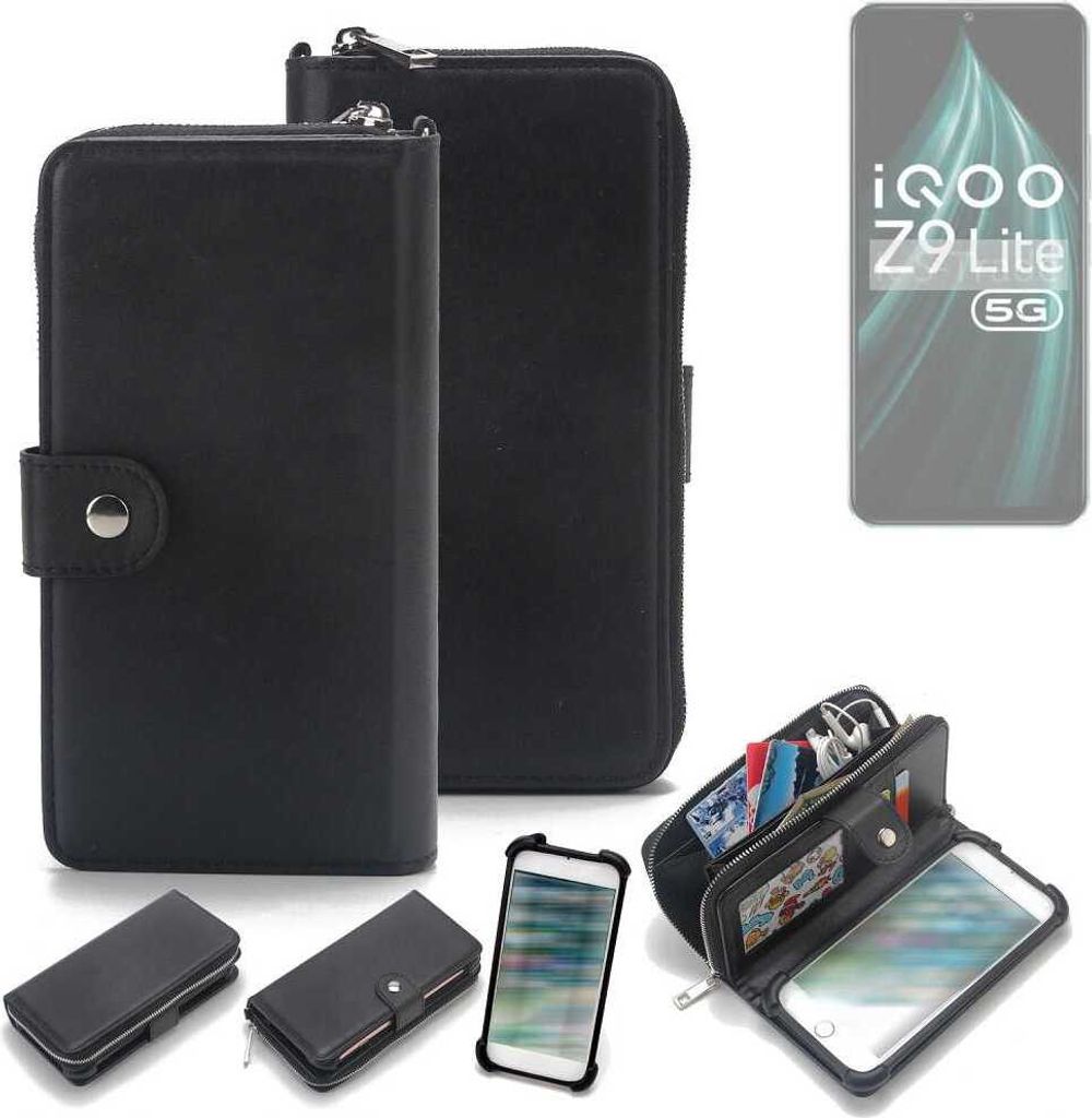 K-S-Trade 2in1 Handyhülle Schutzhülle kompatibel mit Vivo iQOO Z9 Lite 5G & Portemonnee Cover Handy Hülle Case Etui Geldbörse Wallet Bookstyle