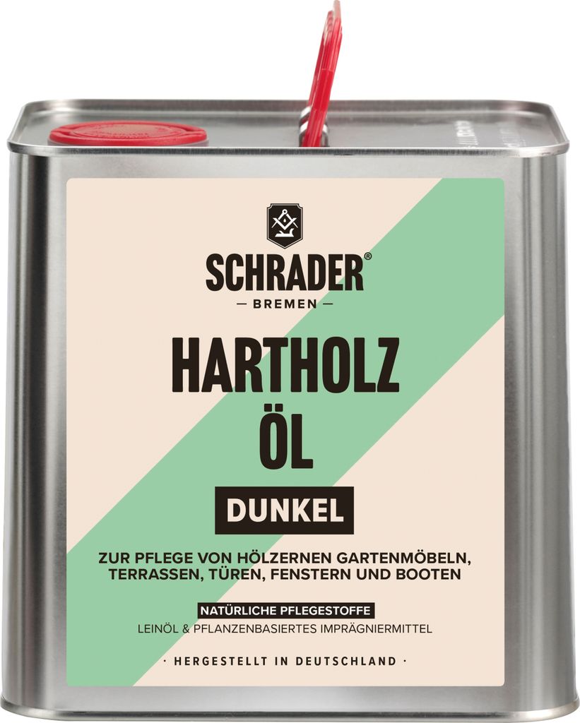 SCHRADER Hartholz Öl dunkel 2.5L - Pflege- und Schutzmittel für Innen- und Außenbereich - Ideal für Gartenmöbel, Zäune, Türen, Fenster - S12...