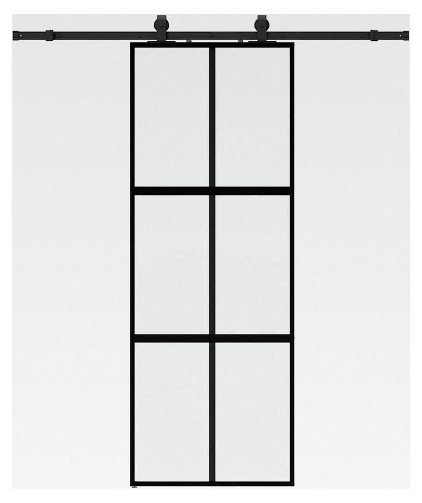 Schiebetür in Schwarz Matt | Hartglas-Aluminium | 76x205cm | für modernen Wohnraum