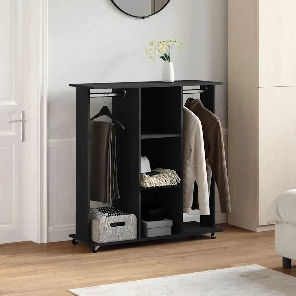 Portant à vêtements noir robuste 102 cm avec roulettes multidirectionnelles