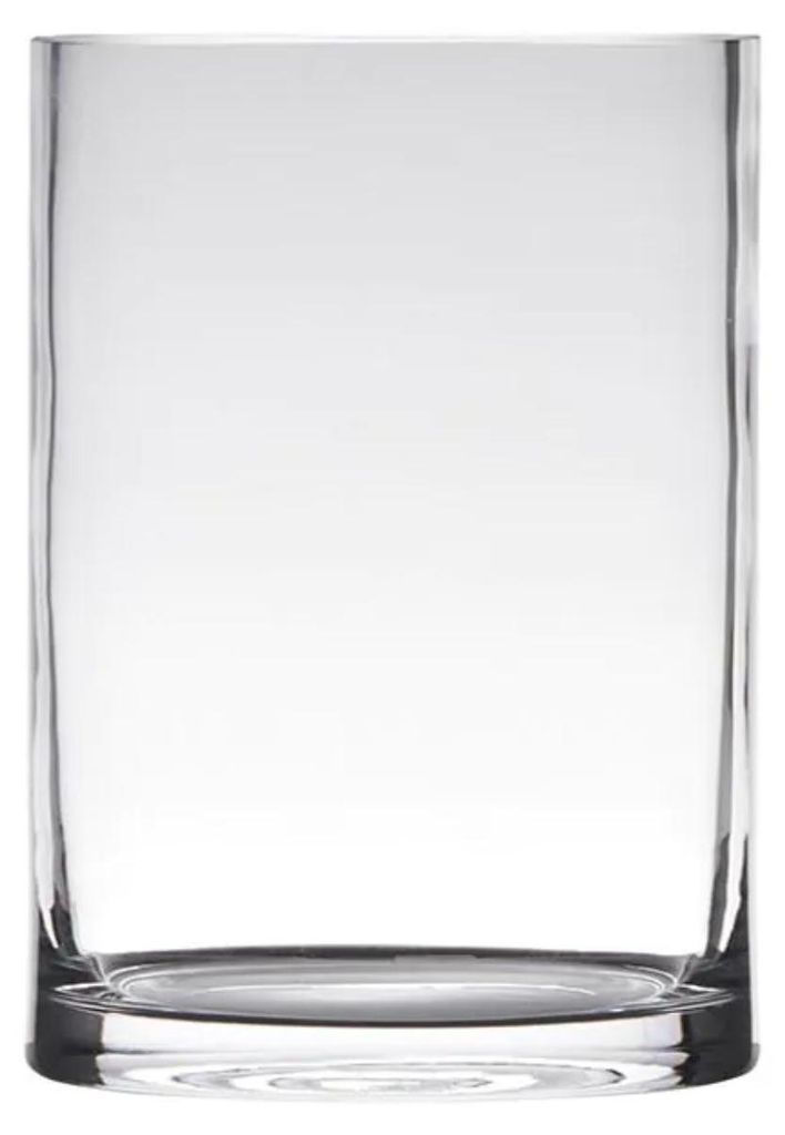 Dekoglas, Vase ZYLINDER H. 20cm D. 15cm transparent rund Glas Hakbijl