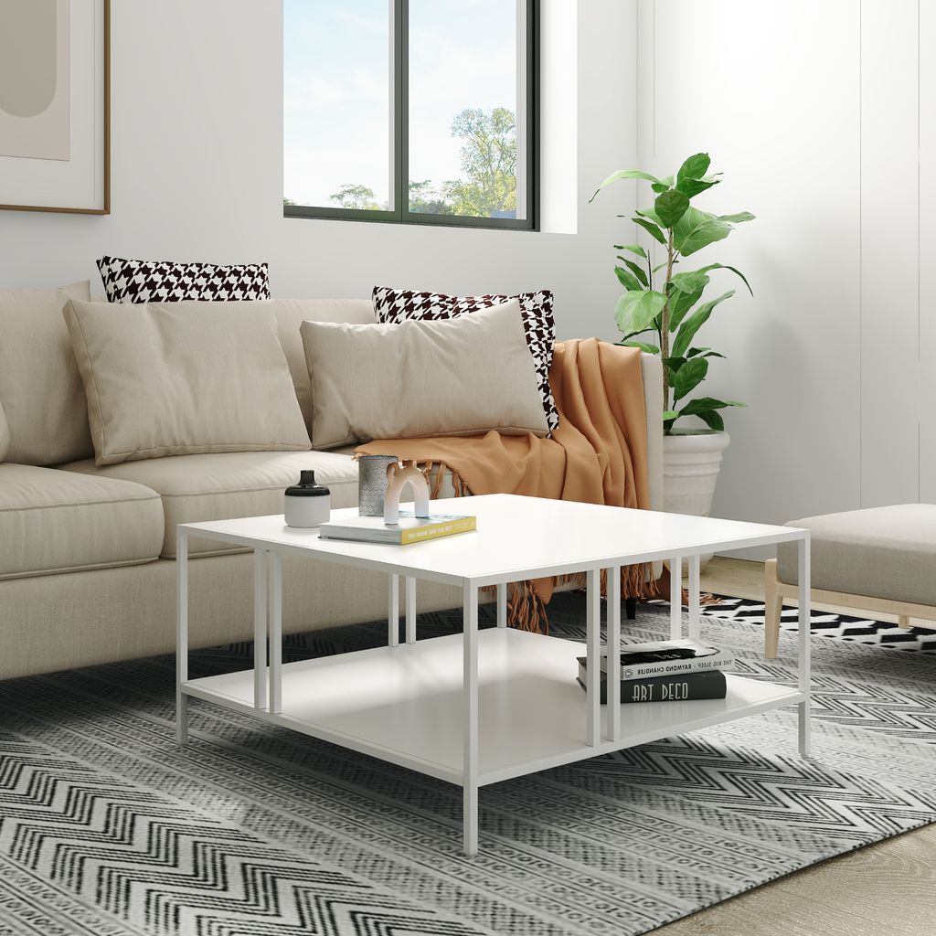 Konferenční stolek 'Kumlinge' kovový 40x80x80 cm bílý Obrázek produktu 