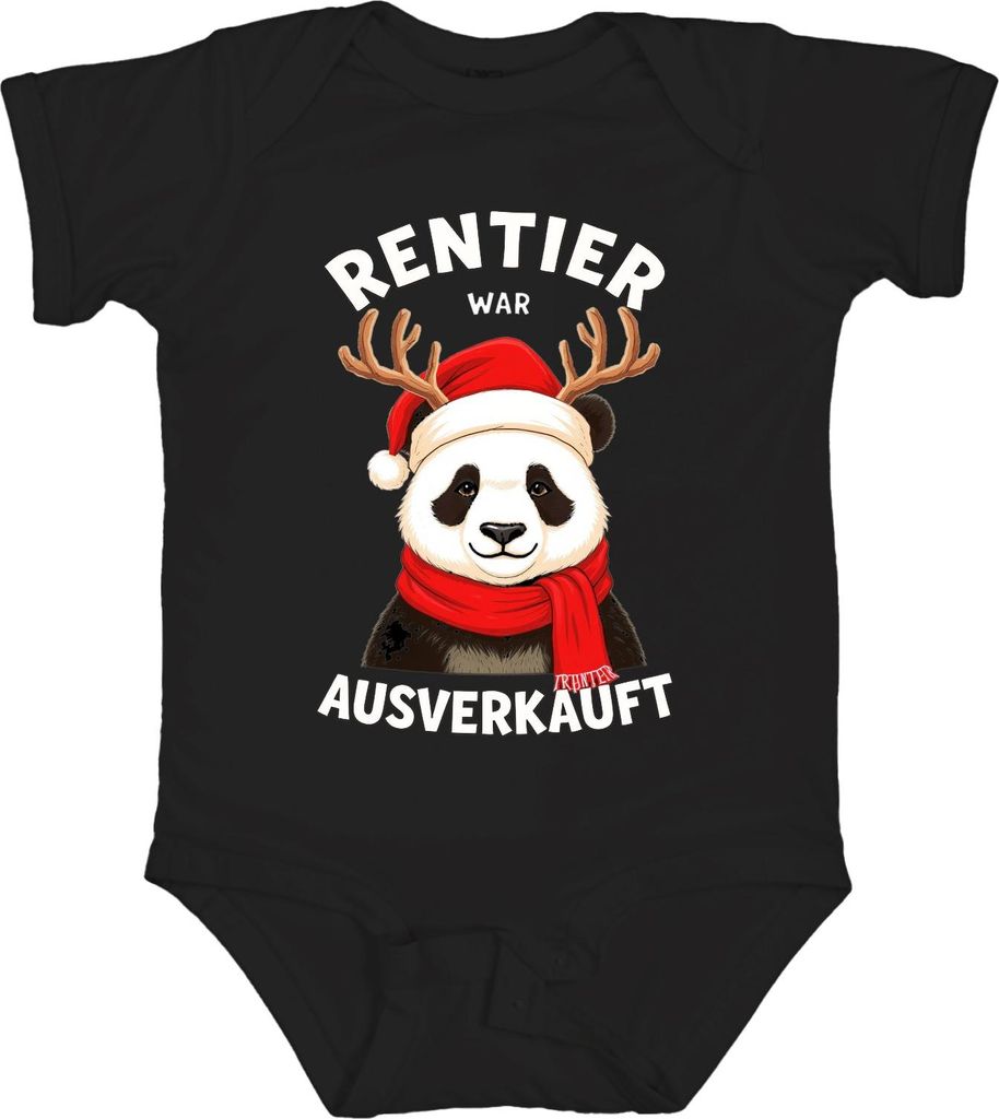 Rentier war t Panda Weihnachten lustig Geschenk Winter Unisex Baby Body, Schwarz, 18/24