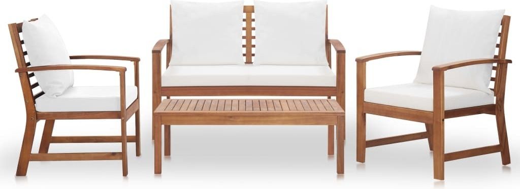 vidaXL 4-tlg. Garten-Lounge-Set mit Auflagen Massivholz Produktbild 