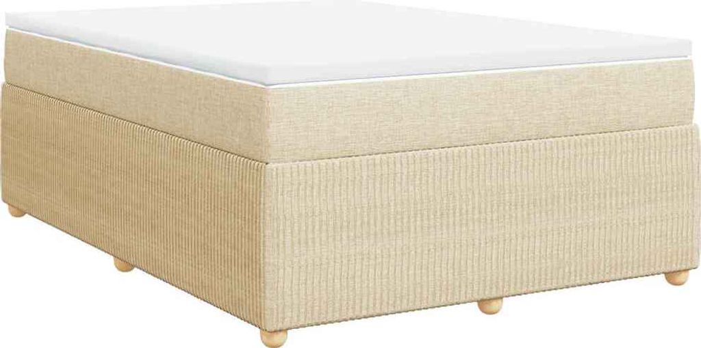 vidaXL Boxspringbett mit Matratze Creme 140x190 cm Stoff