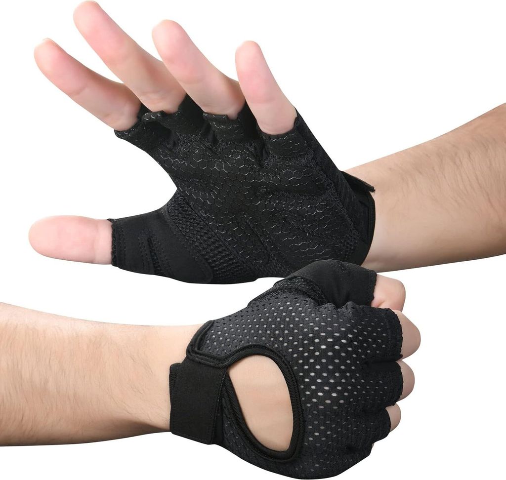 Fitness Gloves, Breathable Training Gloves with Microfibre Fabric, Non-Slip Silicone Gym Gloves, Weightlifting Gloves, Sports Gloves for Men and Wo...