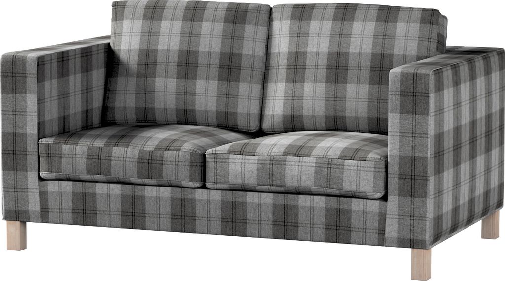 Dekoria Bezug für Karlanda 2-Sitzer Sofa nicht ausklappbar, kurz, grau-anthrazit, 60cm x 30cm x 50cm