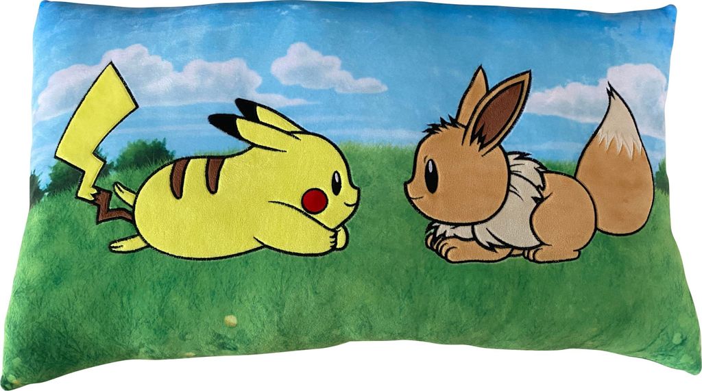 Premium Kissen - POKEMON - Pikachu & Evoli - Mikrofaser - 60 cm