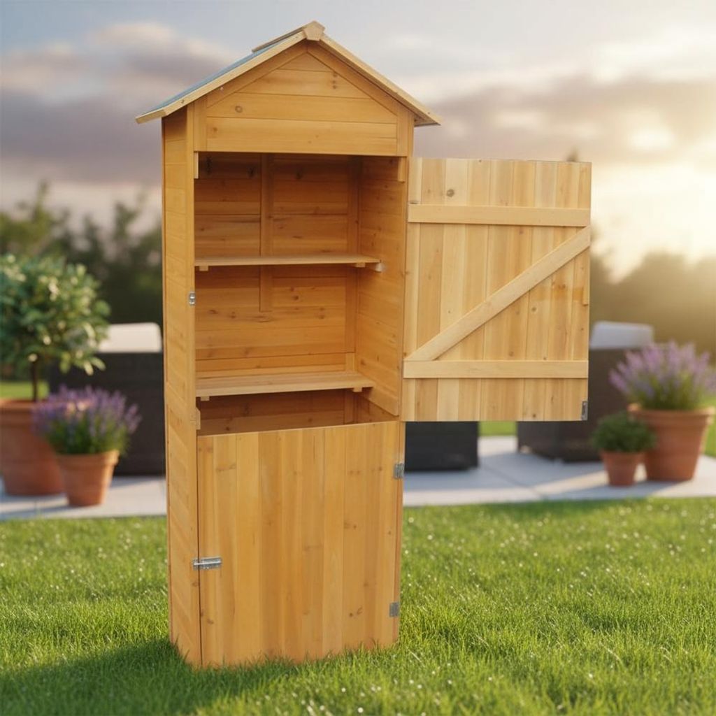 Mucola Gerätehaus Geräteschuppen Gartenschrank Geräteschrank XL Holz Gartenhaus Schuppen Garten Stauraum Haus Schrank - Braun