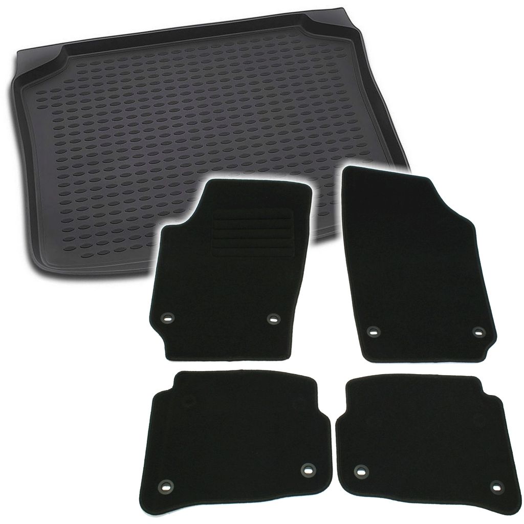 Gummi-Kofferraumwanne + Fußmatten Set für VW Polo 9N / 9N3, Bj. 6/2003-5/2009