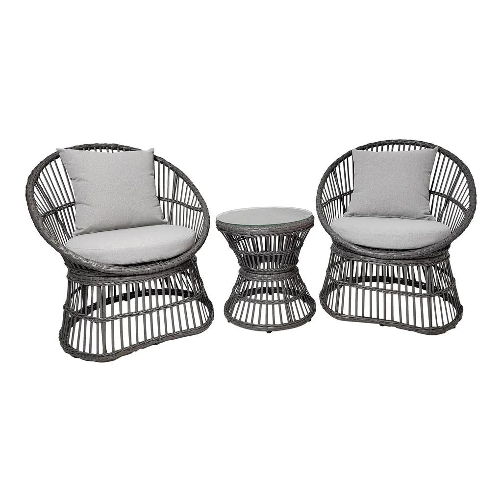 Aménagez votre terrasse avec le salon Natal en rotin gris tout confort