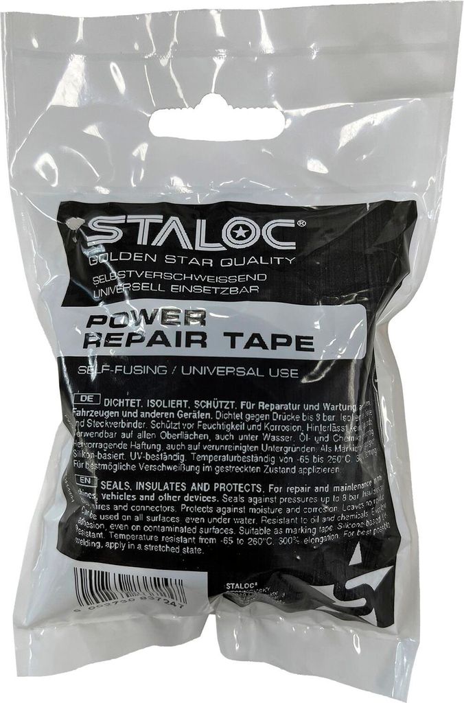 Staloc Power Repair Tape - Isolierband selbstverschweißend 3m - Dichtungsband wasserdicht für Notfall Reparaturen, auch unter Wasser - 2 Stück