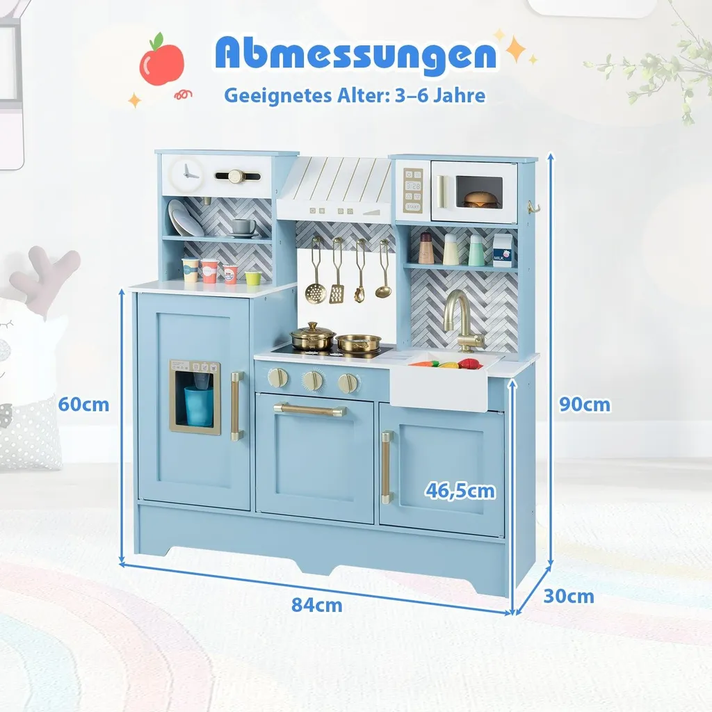 Cuisine bois enfant interactive : machine à café et glaçons intégrés - 2