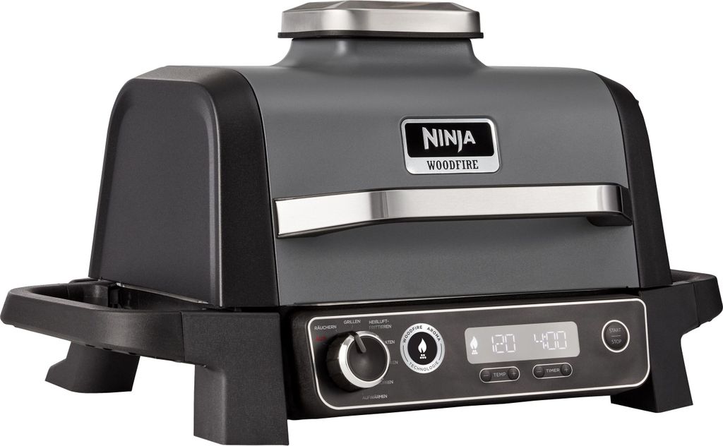 A studio shot of a Ninja Woodfire Outdoor Grill.