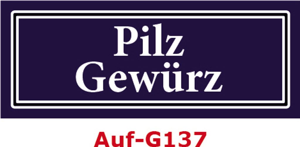 10 Stück Gewürzaufkleber Pilz Gewürz 40x16mm Gewürzetiketten Sticker Lebensmittel (Auf-G137)