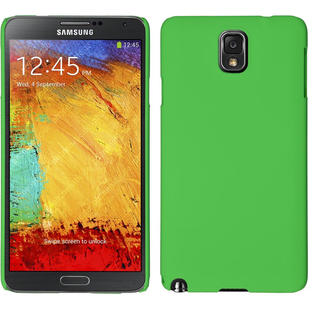 PhoneNatic Case kompatibel mit Samsung Galaxy Note 3 - Hülle grün gummiert Hard-case + 2 Schutzfolien