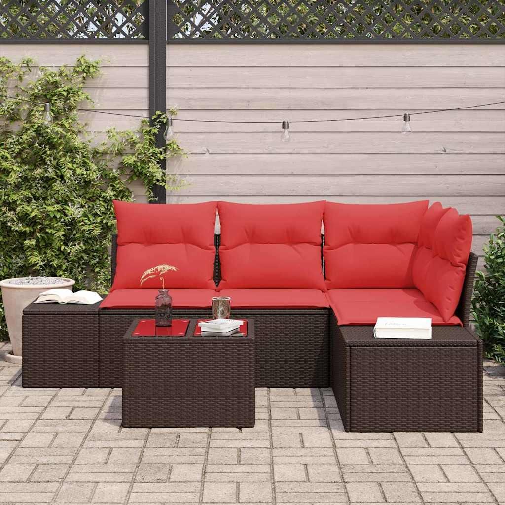 Möbel Balkonmöbel Gartenmöbel-Set - Braun - CLORIS Gartensofa-set mit Kissen 5 pcs - Braun Poly-Rattan,45 Kg - 126441