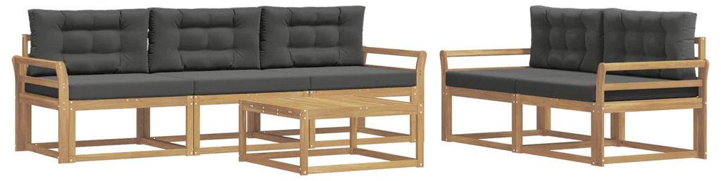 vidaXL Outdoor-Sofagarnitur mit Kissen 6 pcs Weiß und Anthrazit